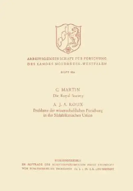 Cover of Die Royal Society. Probleme Der Wissenschaftlichen Forschung in Der Südafrikanischen Union