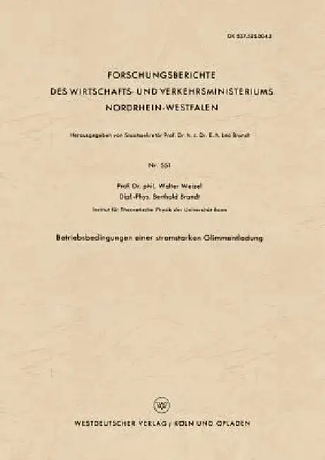 Cover of Betriebsbedingungen Einer Stromstarken Glimmentladung
