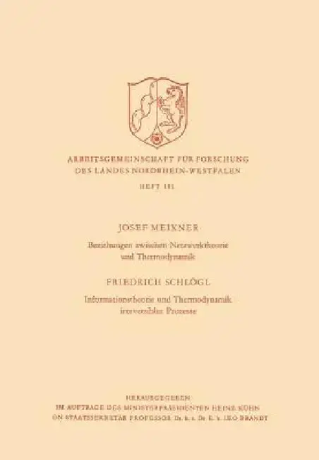 Cover of Beziehungen Zwischen Netzwerktheorie Und Thermodynamik / Informationstheorie Und Thermodynamik Irreversibler Prozesse