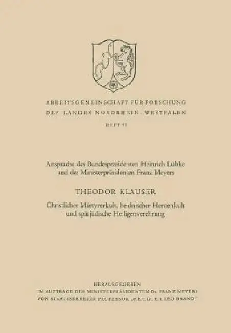 Cover of Christlicher Märtyrerkult, Heidnischer Heroenkult Und Spätjüdische Heiligenverehrung
