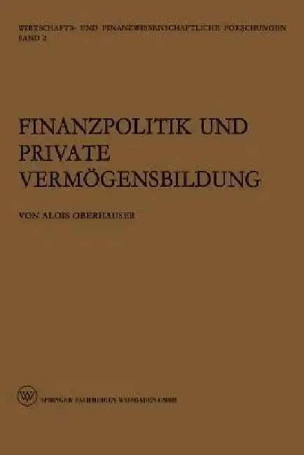 Cover of Finanzpolitik Und Private Vermögensbildung