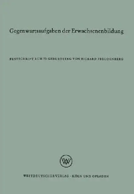 Cover of Gegenwartsaufgaben Der Erwachsenenbildung