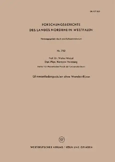 Cover of Glimmentladungssäulen Ohne Wandeinflüsse
