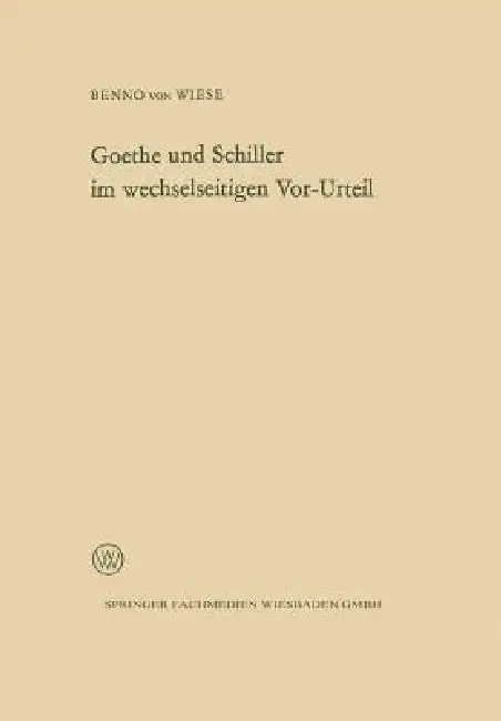 Cover of Goethe Und Schiller Im Wechselseitigen Vor-Urteil