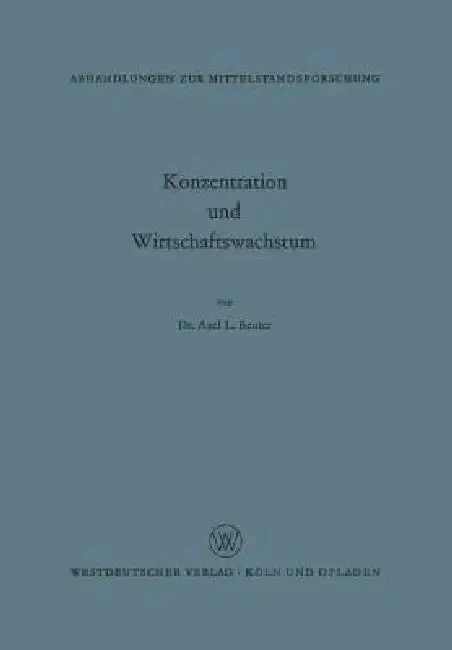Cover of Konzentration Und Wirtschaftswachstum