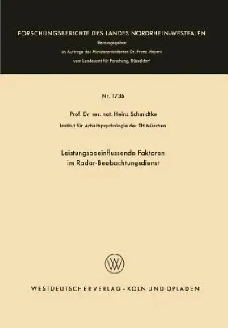 Cover of Leistungsbeeinflussende Faktoren Im Radar-Beobachtungsdienst
