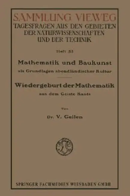 Cover of Mathematik Und Baukunst ALS Grundlagen Abendländischer Kultur