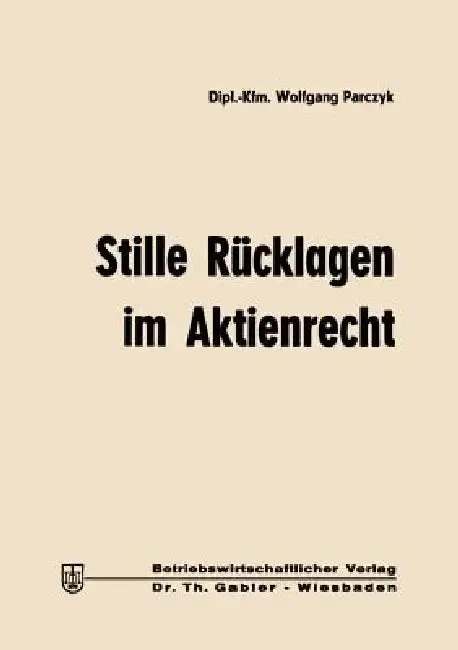 Cover of Stille Rücklagen Im Aktienrecht