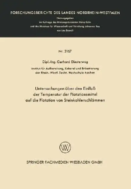 Cover of Untersuchungen Über Den Einfluß Der Temperatur Der Flotationsmittel Auf Die Flotation Von Steinkohlenschlämmen
