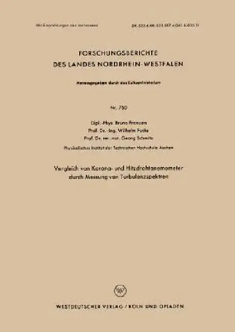 Cover of Vergleich Von Korona- Und Hitzdrahtanemometer Durch Messung Von Turbulenzspektren