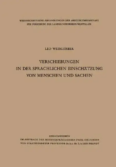 Cover of Verschiebungen in Der Sprachlichen Einschätzung Von Menschen Und Sachen