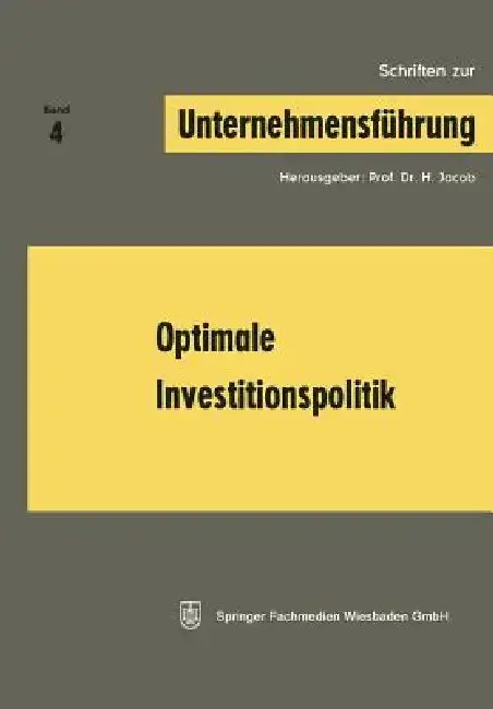 Cover of Optimale Investitionspolitik
