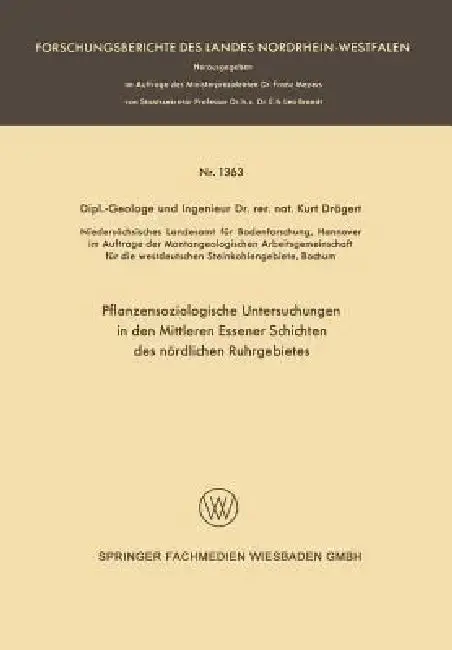 Cover of Pflanzensoziologische Untersuchungen in Den Mittleren Essener Schichten Des Nördlichen Ruhrgebietes