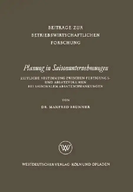 Cover of Planung in Saisonunternehmungen
