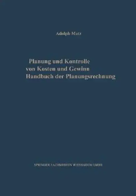 Cover of Planung Und Kontrolle Von Kosten Und Gewinn
