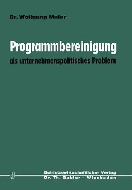 Cover of Programmbereinigung ALS Unternehmenspolitisches Problem