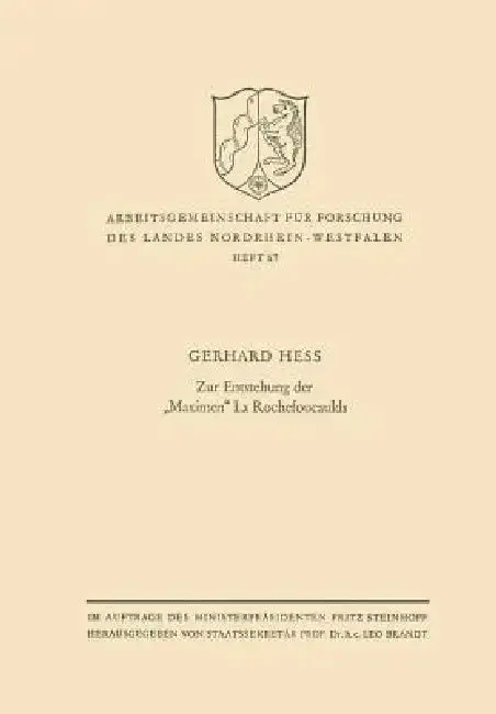 Cover of Zur Entstehung Der "Maximen" La Rochefoucaulds