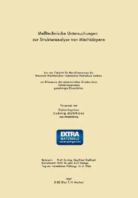 Cover of Meßtechnische Untersuchungen Zur Strukturanalyse Von Mischkörpern
