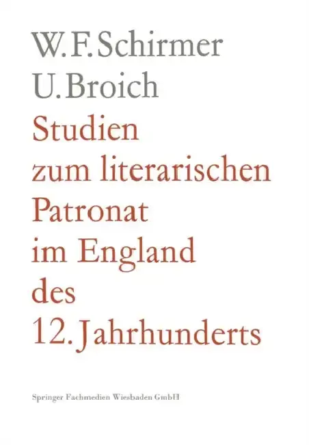 Cover of Studien Zum Literarischen Patronat Im England Des 12. Jahrhunderts