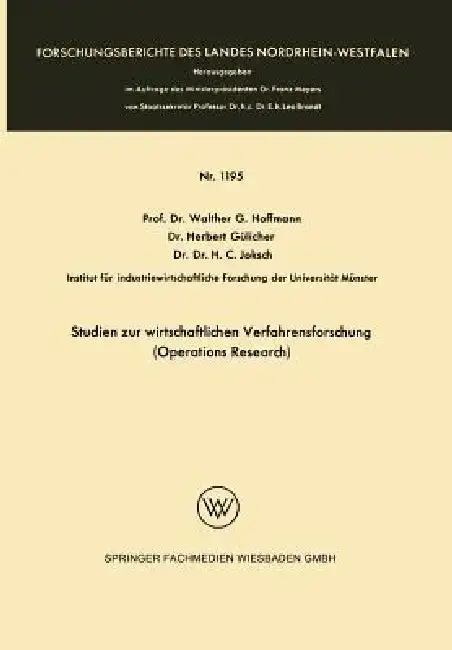 Cover of Studien Zur Wirtschaftlichen Verfahrensforschung (Operations Research)