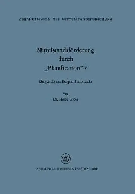 Cover of Mittelstandsförderung Durch "Planification"?