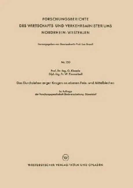 Cover of Das Durchziehen Enger Kragen an Ebenen Fein- Und Mittelblechen