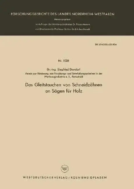 Cover of Das Gleitstauchen Von Schneidzähnen an Sägen Für Holz