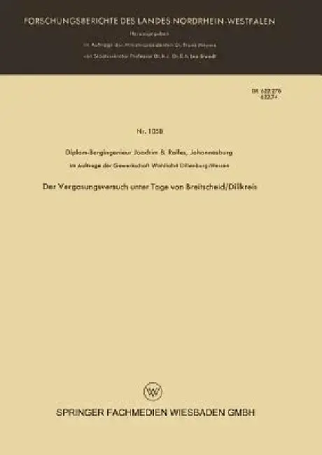 Cover of Der Vergasungsversuch Unter Tage Von Breitscheid/Dillkreis