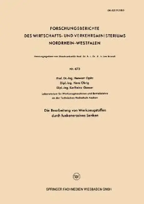 Cover of Die Bearbeitung Von Werkzeugstoffen Durch Funkenerosives Senken