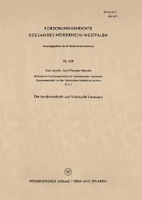 Cover of Die Landwirtschaft Und Viehzucht Tunesiens