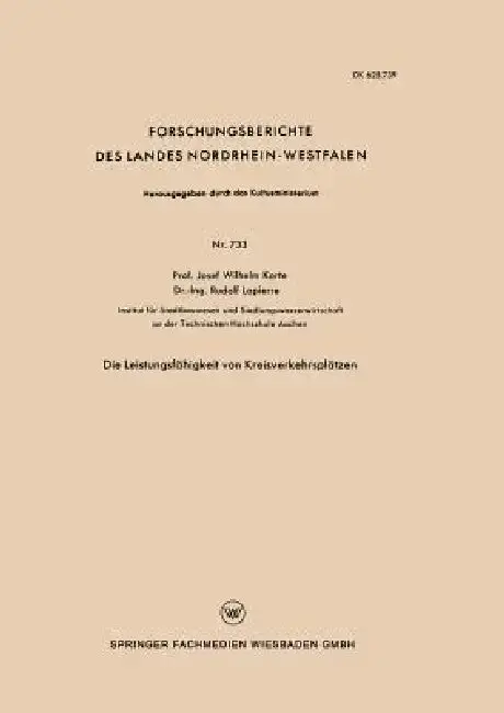 Cover of Die Leistungsfähigkeit Von Kreisverkehrsplätzen