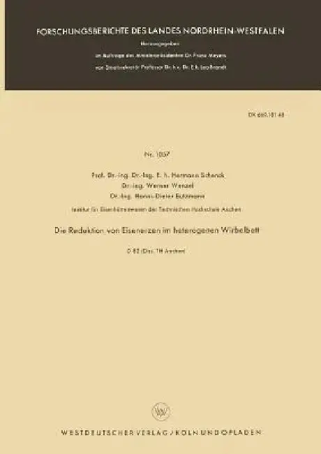 Cover of Die Reduktion Von Eisenerzen Im Heterogenen Wirbelbett