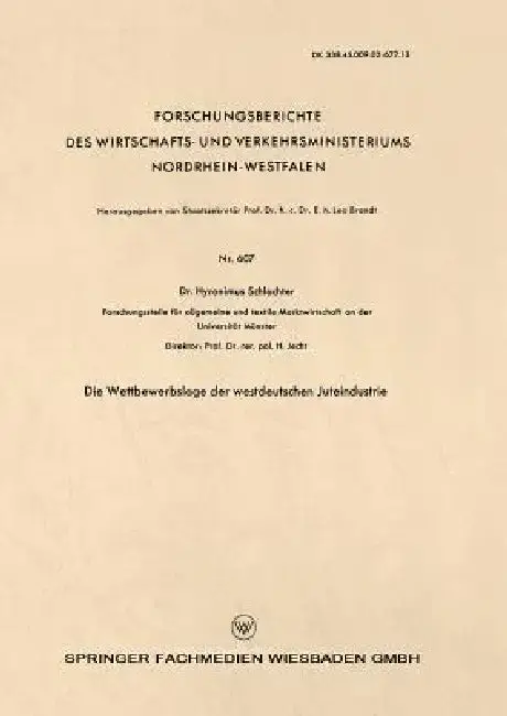Cover of Die Wettbewerbslage Der Westdeutschen Juteindustrie