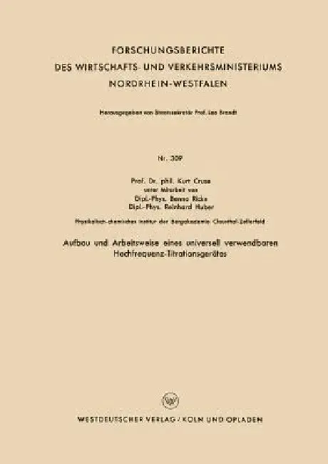 Cover of Aufbau Und Arbeitsweise Eines Universell Verwendbaren Hochfrequenz-Titrationsgerätes