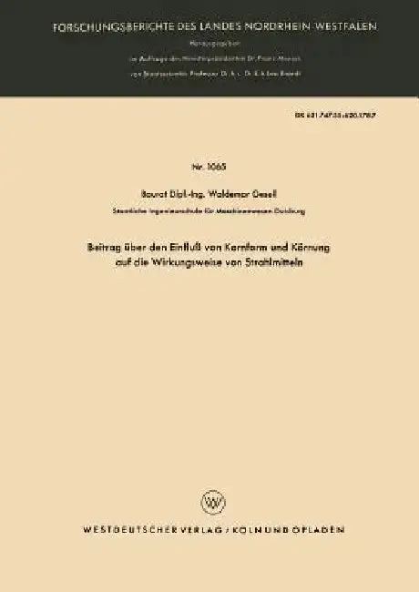 Cover of Beitrag Über Den Einfluß Von Kornform Und Körnung Auf Die Wirkungsweise Von Strahlmitteln