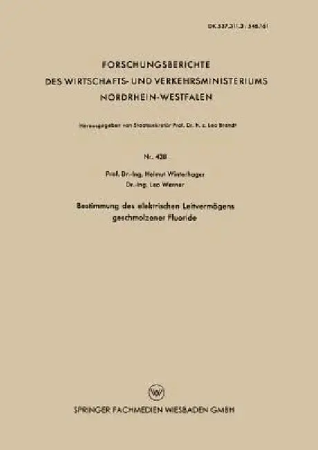 Cover of Bestimmung Des Elektrischen Leitvermögens Geschmolzener Fluoride