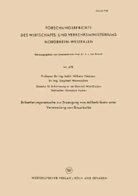 Cover of Brikettierungsversuche Zur Erzeugung Von Möllerbriketts Unter Verwendung Von Braunkohle
