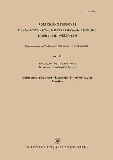 Cover of Einige Analytische Anwendungen Der Zincke-Königschen Reaktion
