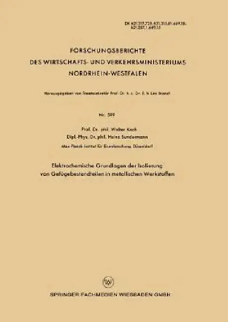 Cover of Elektrochemische Grundlagen Der Isolierung Von Gefügebestandteilen in Metallischen Werkstoffen