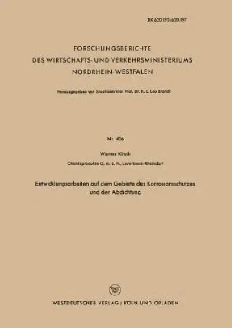 Cover of Entwicklungsarbeiten Auf Dem Gebiete Des Korrosionsschutzes Und Der Abdichtung