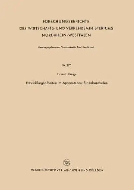 Cover of Entwicklungsarbeiten Im Apparatebau Für Laboratorien