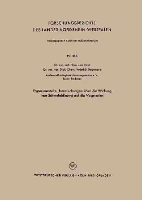 Cover of Experimentelle Untersuchungen Über Die Wirkung Von Schwefeldioxyd Auf Die Vegetation