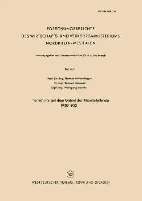 Cover of Fortschritte Auf Dem Gebiet Der Titanmetallurgie 1950-1955