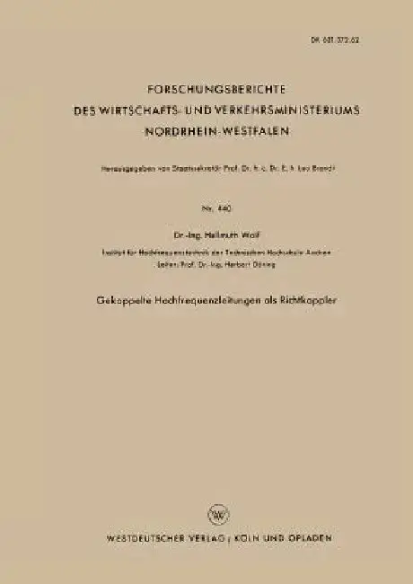 Cover of Gekoppelte Hochfrequenzleitungen ALS Richtkoppler
