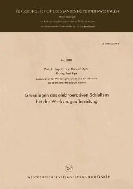 Cover of Grundlagen Des Elektroerosiven Schleifens Bei Der Werkzeugaufbereitung