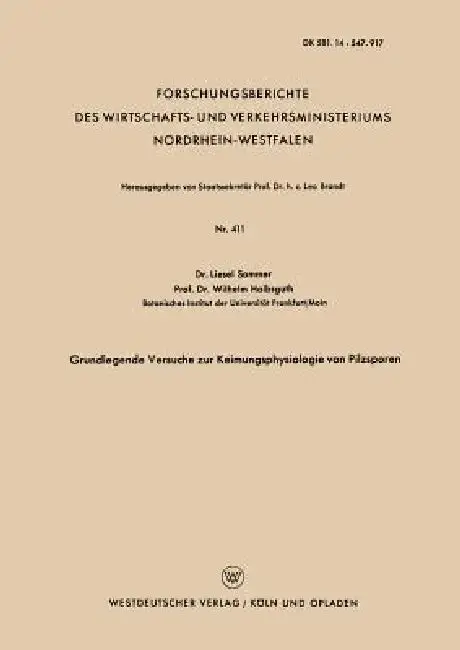 Cover of Grundlegende Versuche Zur Keimungsphysiologie Von Pilzsporen