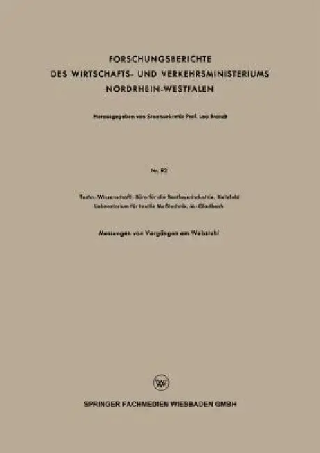 Cover of Forschungsberichte Des Wirtschafts- Und Verkehrsministeriums Nordrhein-Westfalen