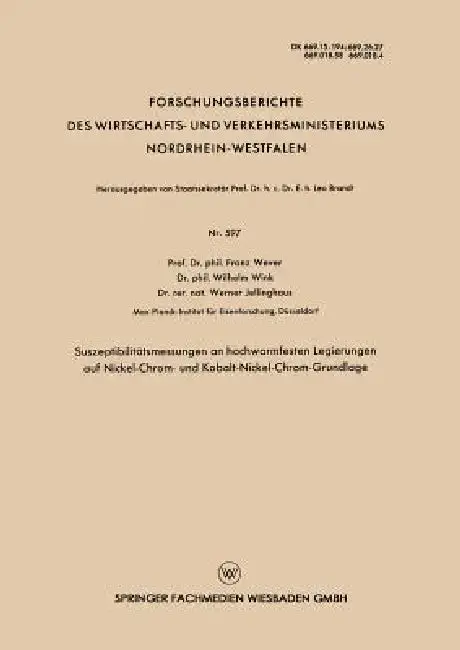 Cover of Suszeptibilitätsmessungen an Hochwarmfesten Legierungen Auf Nickel-Chrom- Und Kobalt-Nickel-Chrom-Grundlage