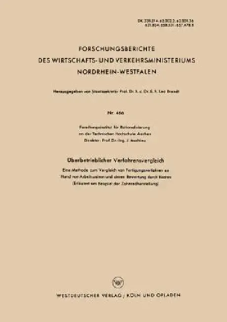 Cover of Überbetrieblicher Verfahrensvergleich
