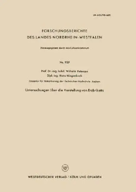 Cover of Untersuchungen Über Die Herstellung Von Erzbriketts